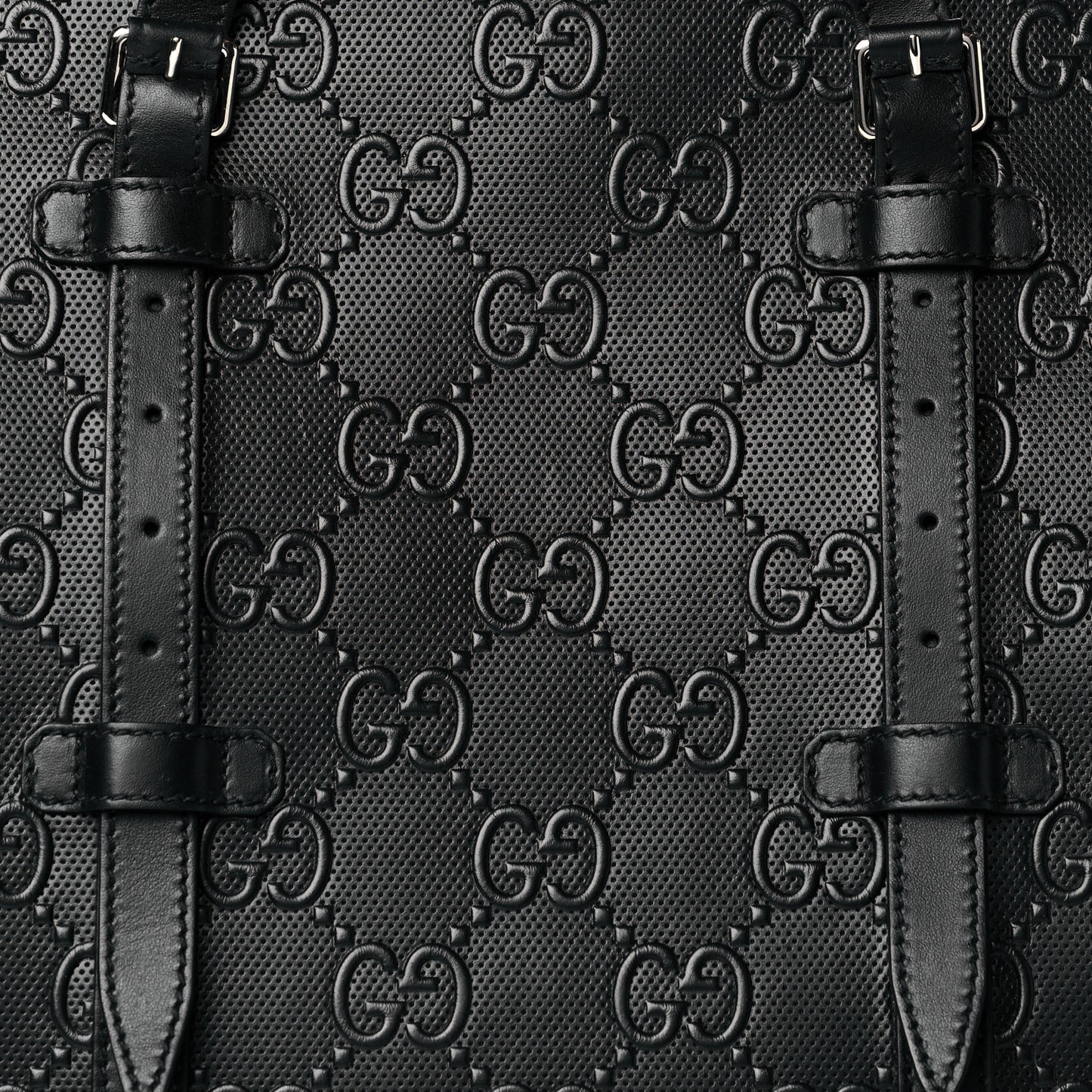 Calfskin GG Tennis Embossed Tote Bag Black