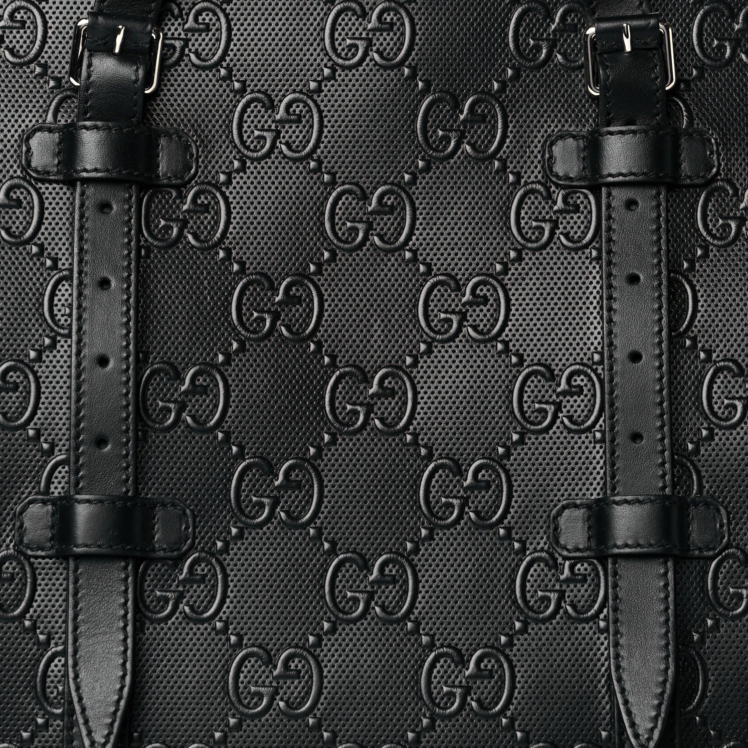 Gucci Calfskin GG Tennis Embossed Tote Bag Black 8 of 10