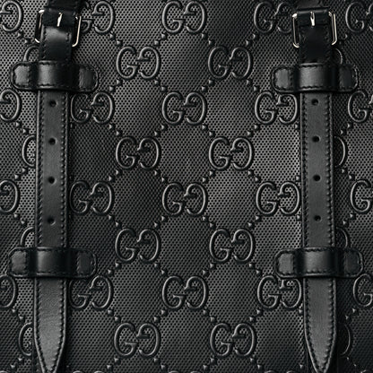Gucci Calfskin GG Tennis Embossed Tote Bag Black 8 of 10