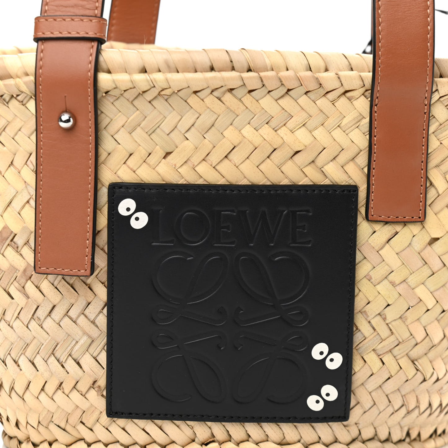 X MY NEIGHBOR TOTORO Raffia Dust Bunnies Basket Tote Bag Black Tan