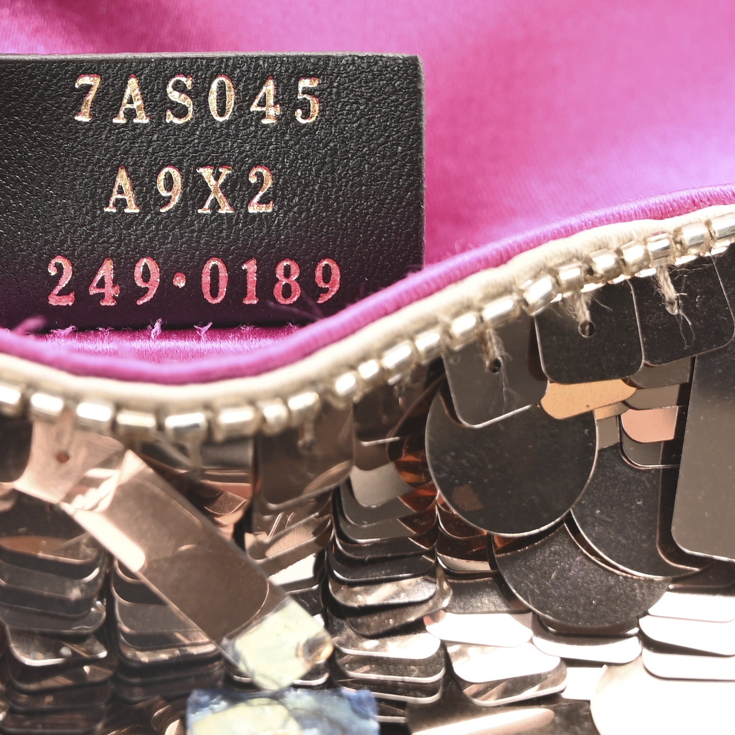 Sequin Paillettes Shiny Nappa Sex and the City Nano Maxi Buckle Baguette Charm Tortora