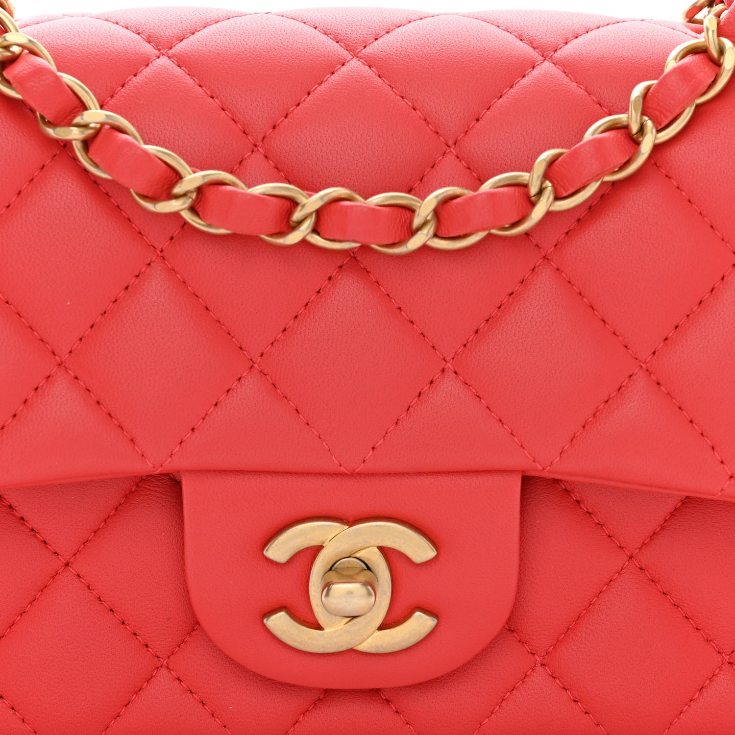 Chanel Lambskin Quilted Mini Rectangular Flap Red 8 of 10