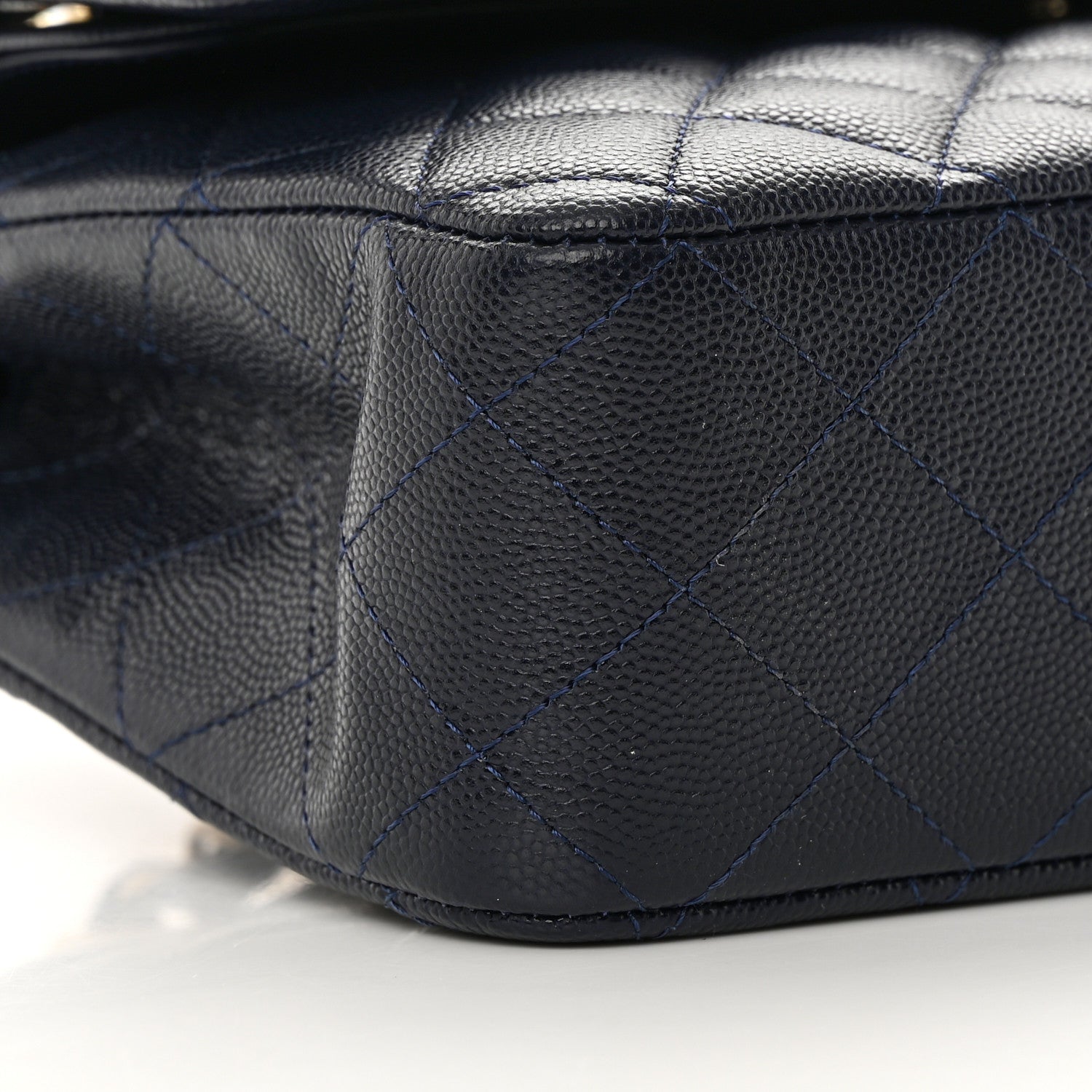Chanel Caviar Quilted Medium Double Flap Dark Blue 9 of 13