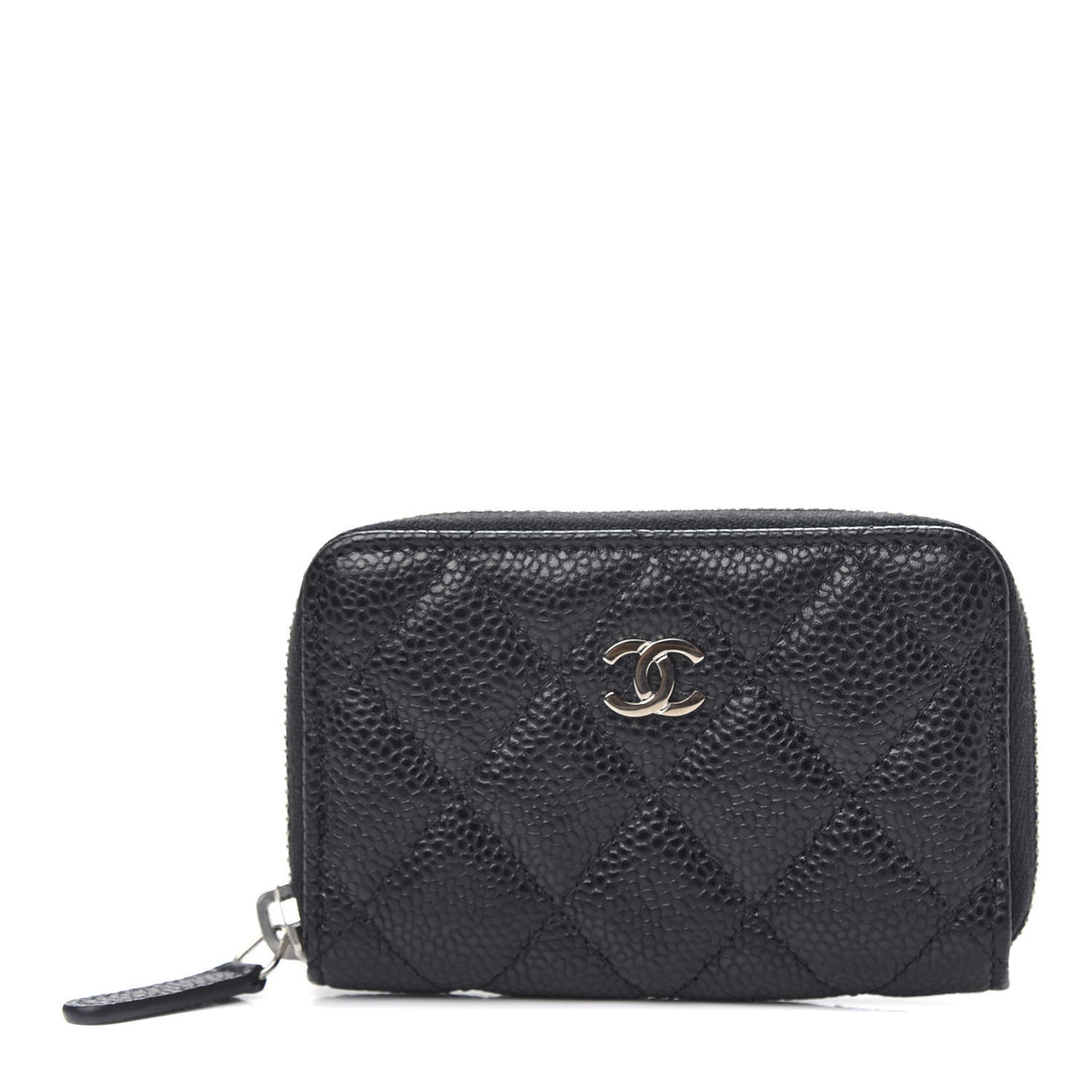 Caviar Quilted Zip Coin Purse Black