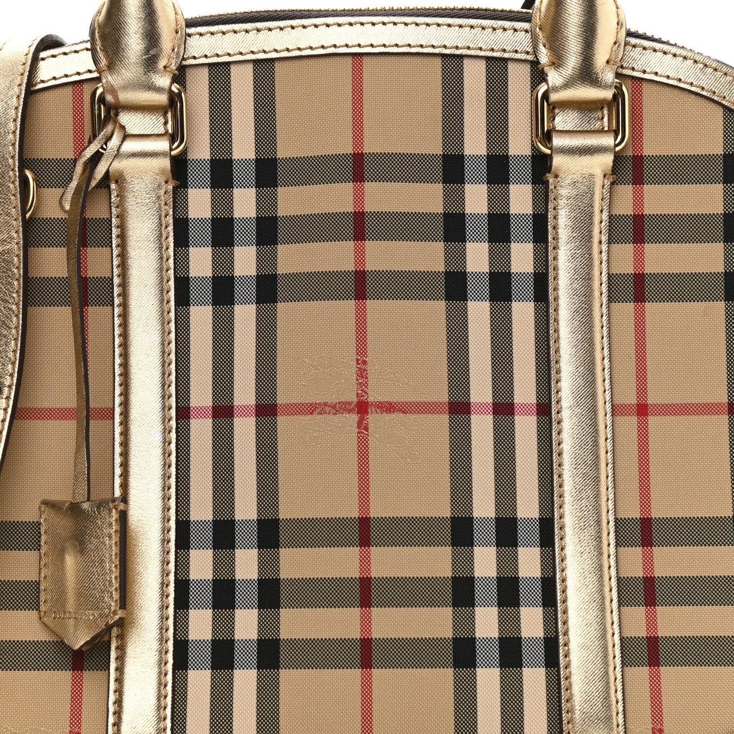 Burberry Horseferry Check Small Orchard Bowling Bag Gold 6 of 9