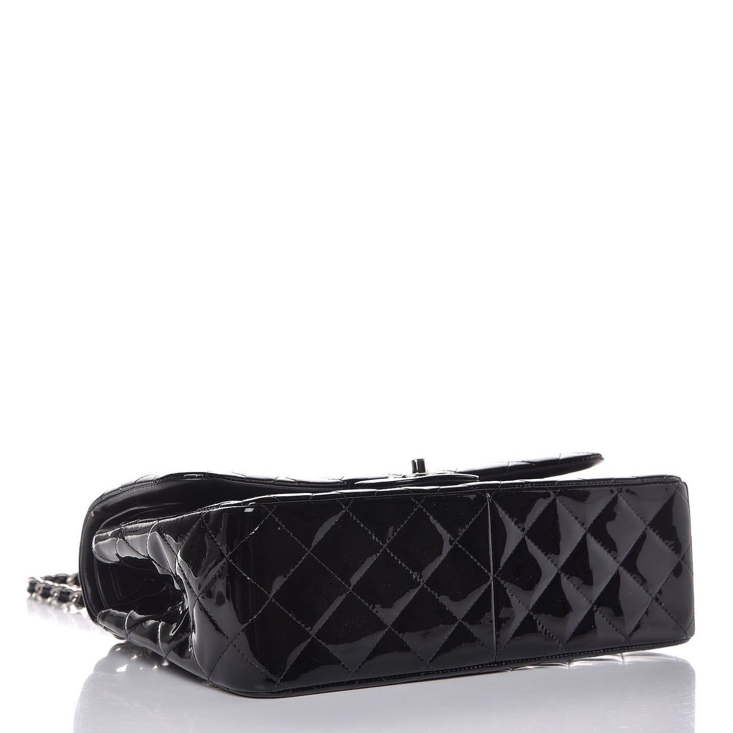 Patent Quilted Jumbo Double Flap Black