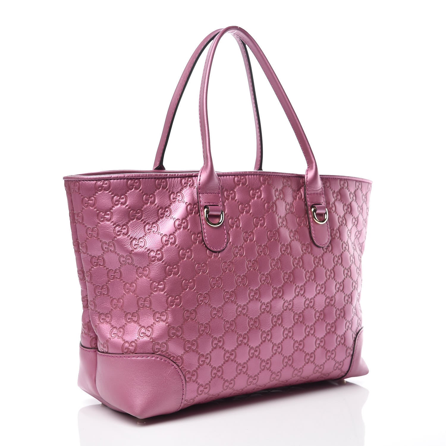 Gucci Metallic Soft Guccissima Large Heart Bit Charm Top Handle Tote Fresia Rose 3 of 15