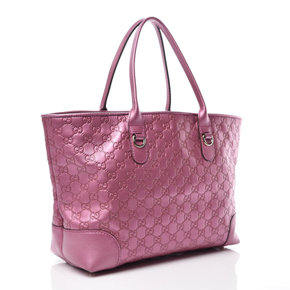 Gucci Metallic Soft Guccissima Large Heart Bit Charm Top Handle Tote Fresia Rose 3 of 15