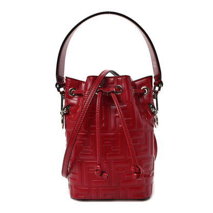 Fendi Vitello Liberty F is Fendi FF 1974 Embossed Mini Mon Tresor Bucket Bag Fragola 1 of 10
