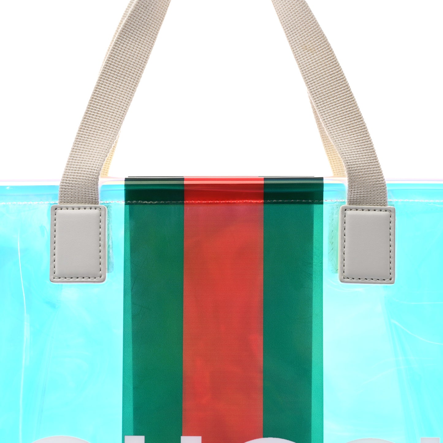 Iridescent Vinyl Logo Web Vertical Tote Multicolor