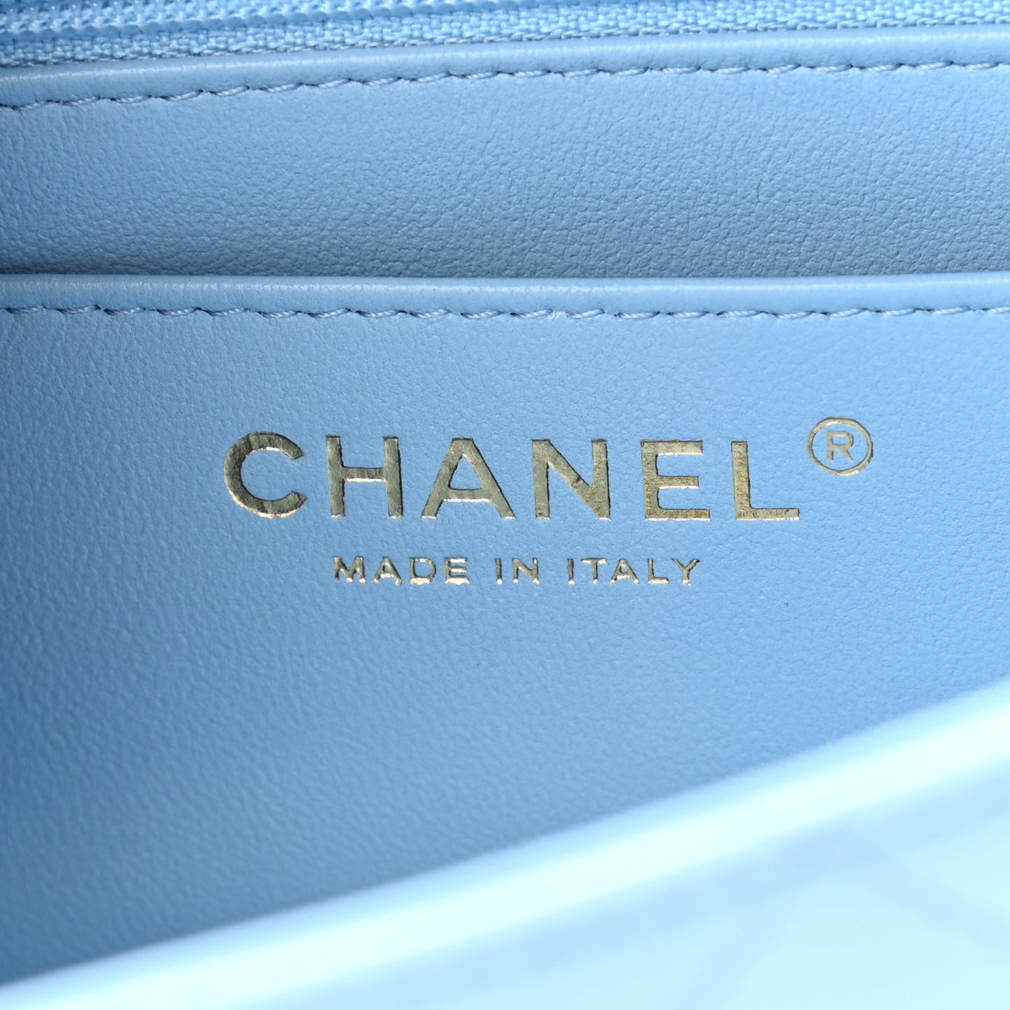 Lambskin Quilted Mini Rectangular Flap Light Blue