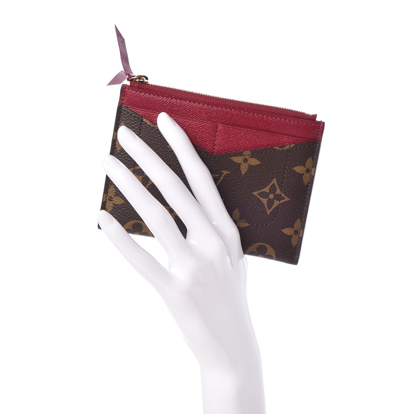 Monogram Zipped Card Holder Fuchsia
