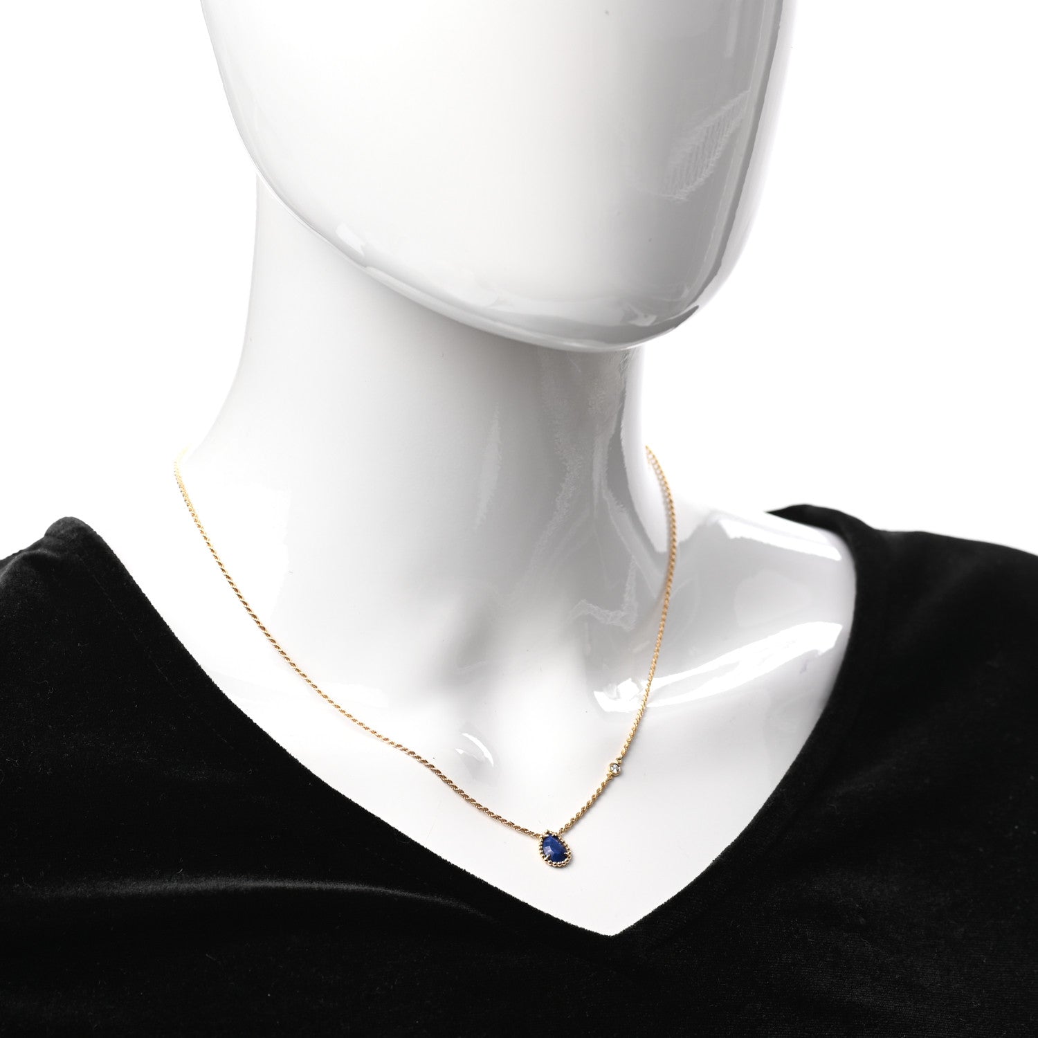 Boucheron 18K Yellow Gold Diamond Lapis Lazuli XS Serpent Boheme Necklace 2 of 6