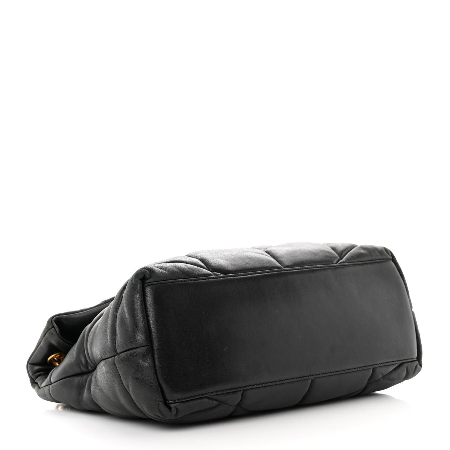 Lambskin Quilted Medium Loulou Puffer Monogram Chain Satchel Black