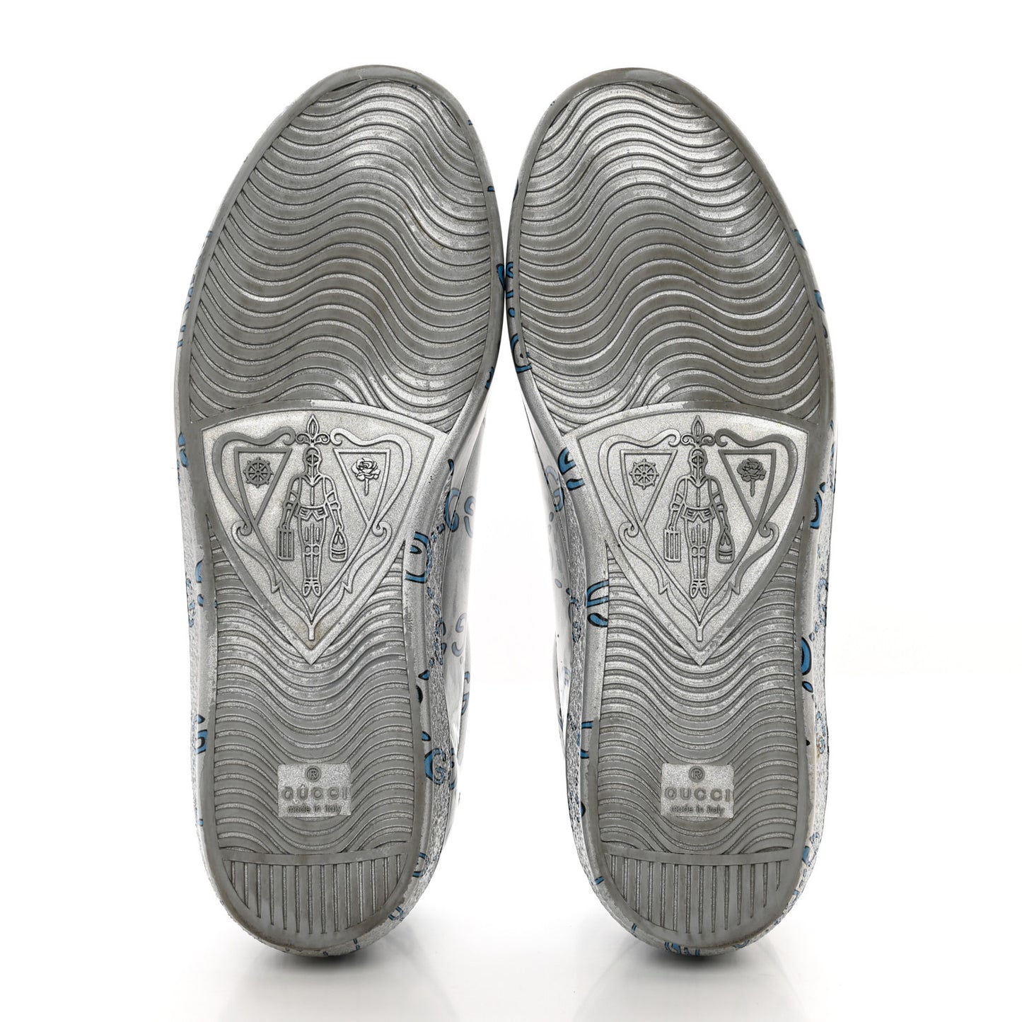 Miro Rubber Wax GucciGhost Print Mens New Ace Sneakers 10 Silver