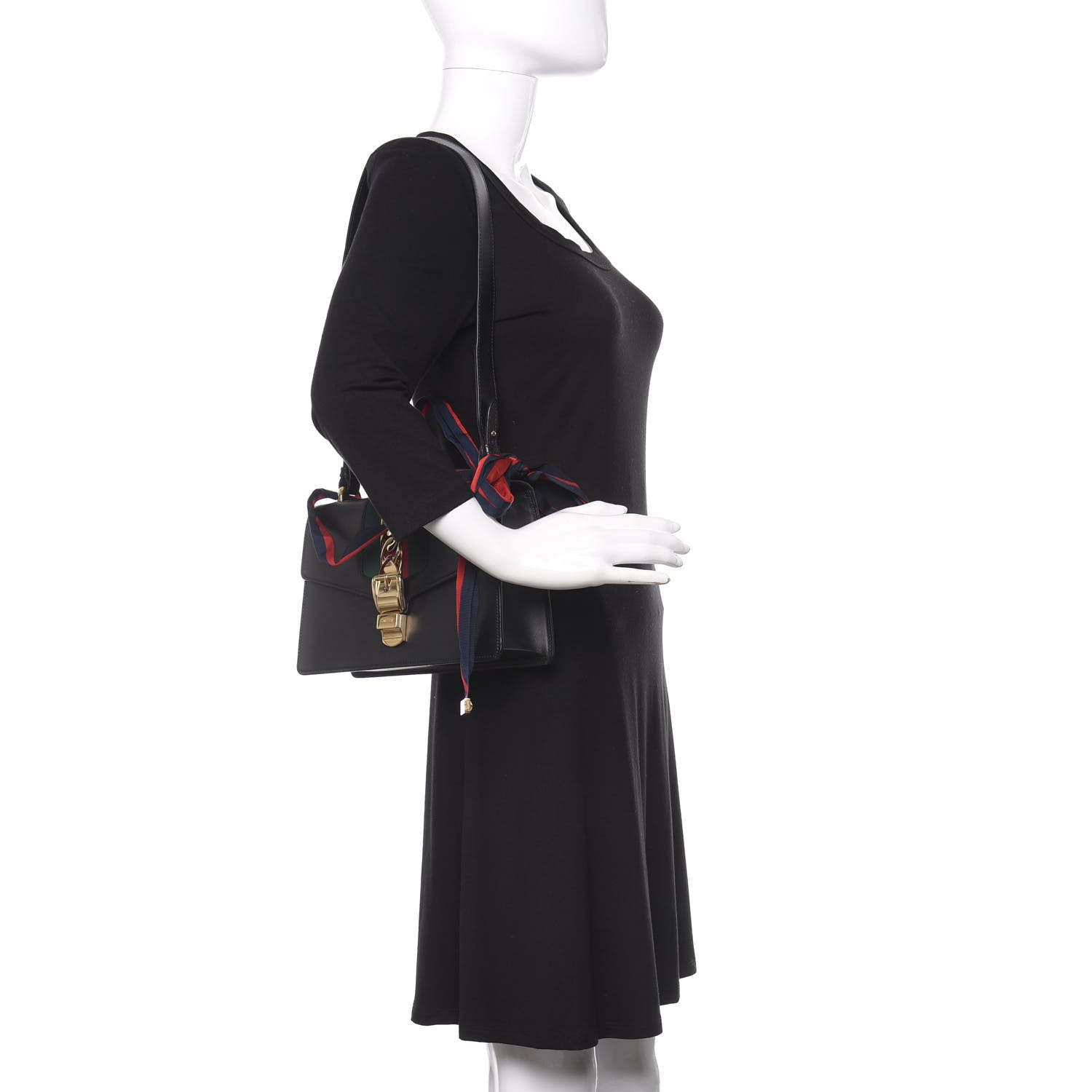 Gucci Calfskin Small Sylvie Shoulder Bag Black 2 of 11