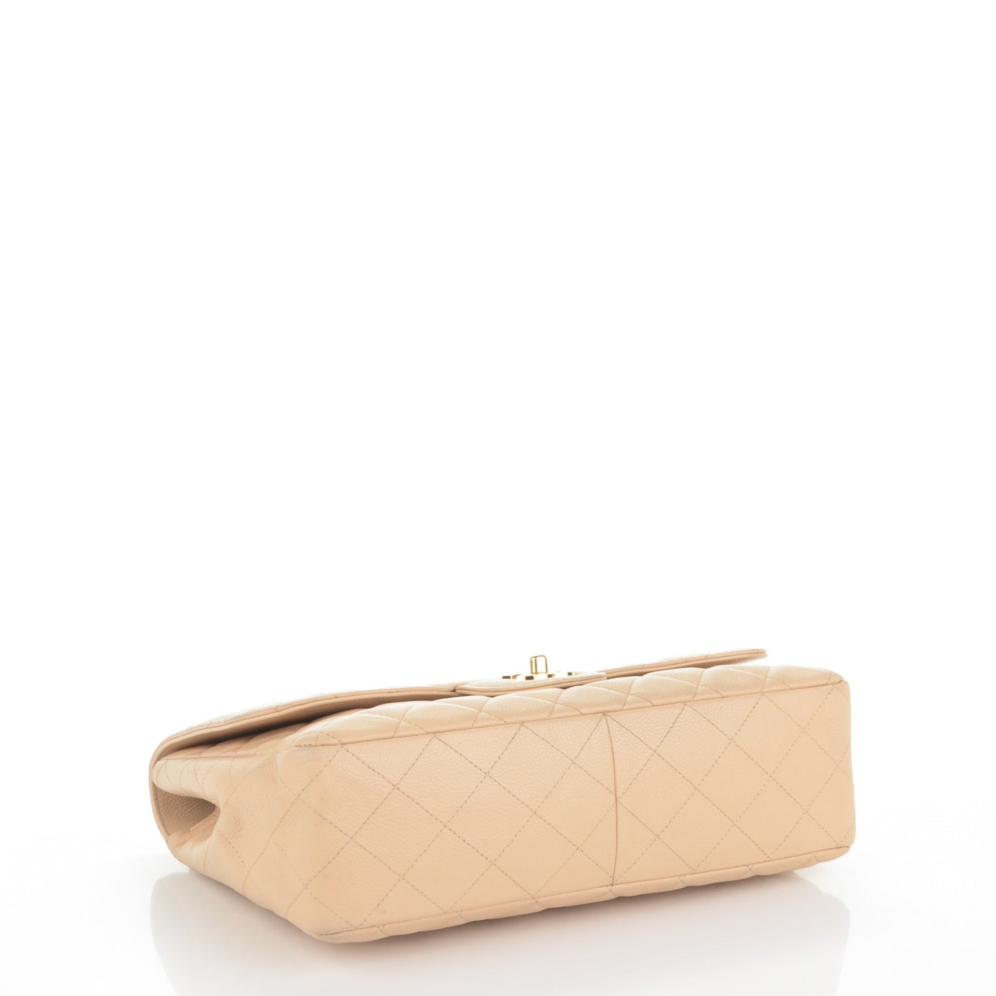 Caviar Quilted Jumbo Single Flap Beige