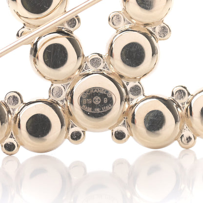 Chanel Crystal Pearl Metal Resin Polka Dot CC Brooch Black Gold 4 of 5
