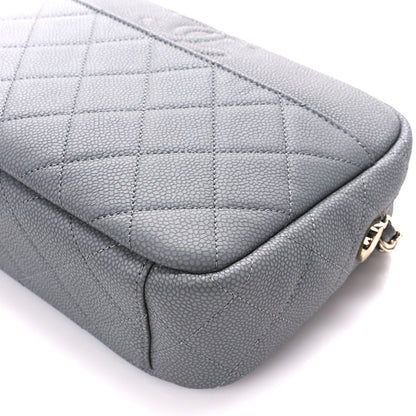 Chanel Iridescent Caviar Flat Quilted Small Coco Tassel Camera Case Grey 9 of 9