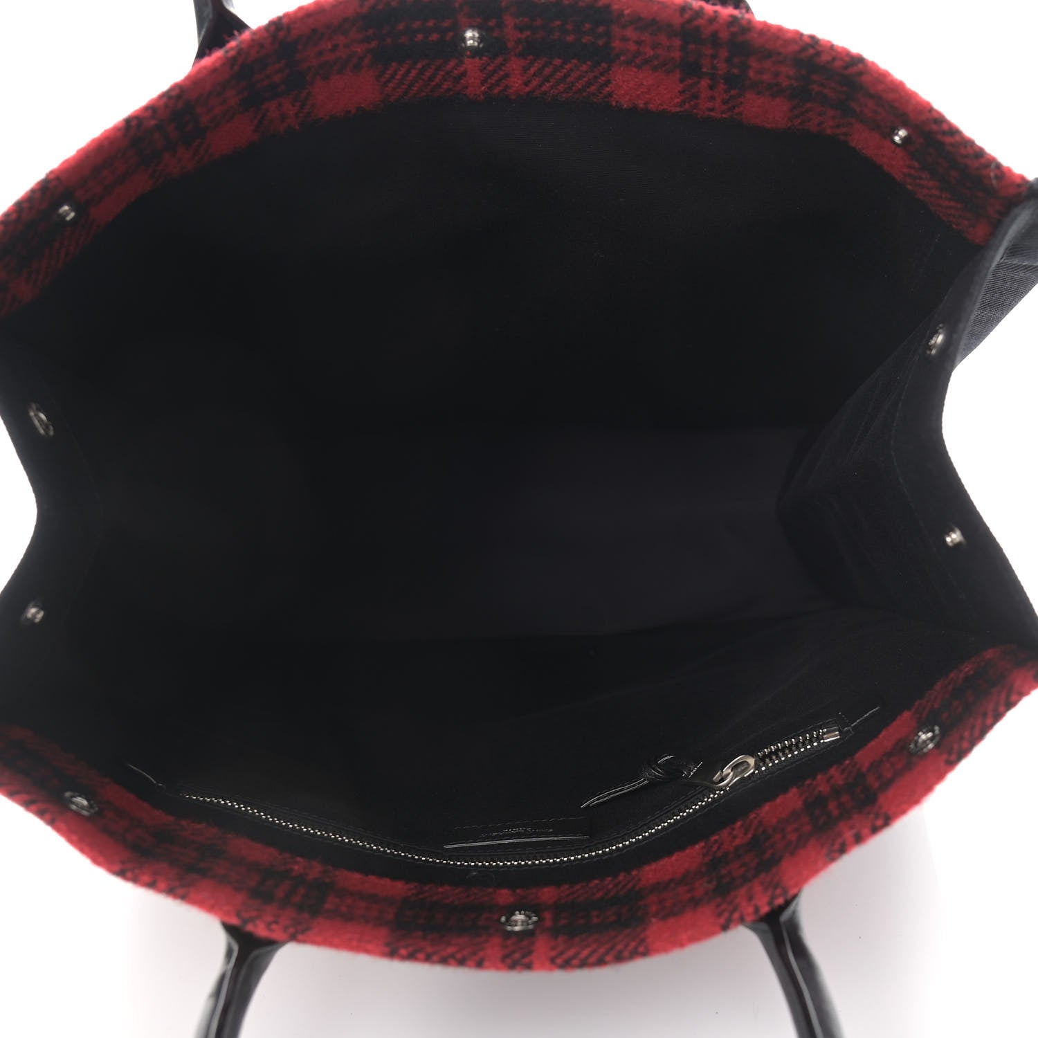 Saint Laurent Wool Tartan Rive Gauche Noe Tote Red Black 5 of 9