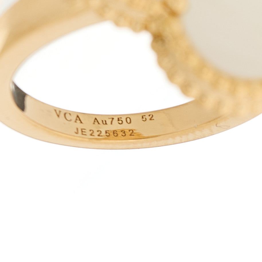 Van Cleef & Arpels 18K Yellow Gold Mother of Pearl Magic Alhambra Ring 52 6 4 of 5