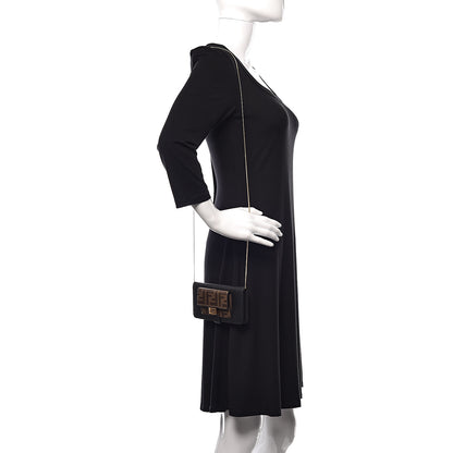 Fendi Vitello Century Glazed Fabric FF 1974 Baguette IPhone X Crossbody Black Mogano Panna 2 of 9