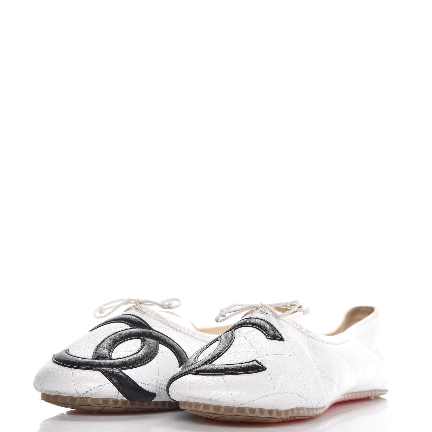 Chanel Lambskin Quilted Cambon Ballerina Flats 41 White Black 2 of 10