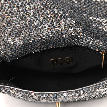 Chanel Sequin Quilted Medium Chanel 19 Flap Silver 5 of 9