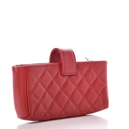 Chanel Caviar Quilted Mini Phone Holder Clutch Red 3 of 9