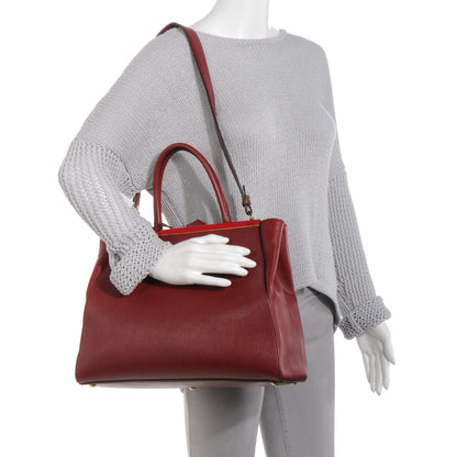 Fendi Vitello Elite Regular 2Jours Tote Rosso Scuro Ciliegia 2 of 12