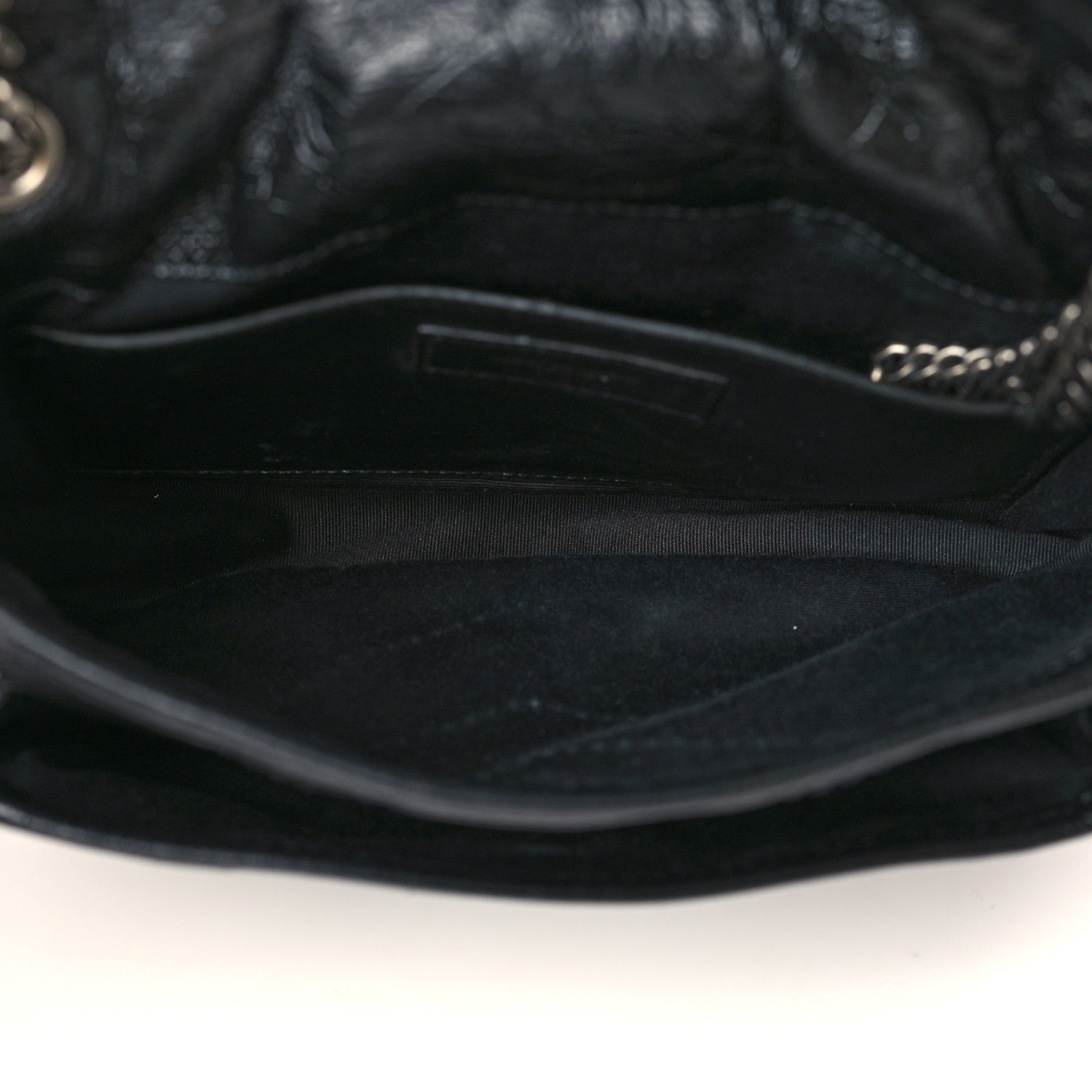 Saint Laurent Crinkled Calfskin Matelasse Monogram Baby Niki Chain Satchel Black 4 of 7