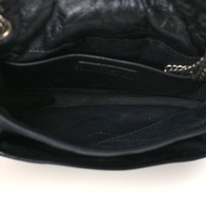Saint Laurent Crinkled Calfskin Matelasse Monogram Baby Niki Chain Satchel Black 4 of 7