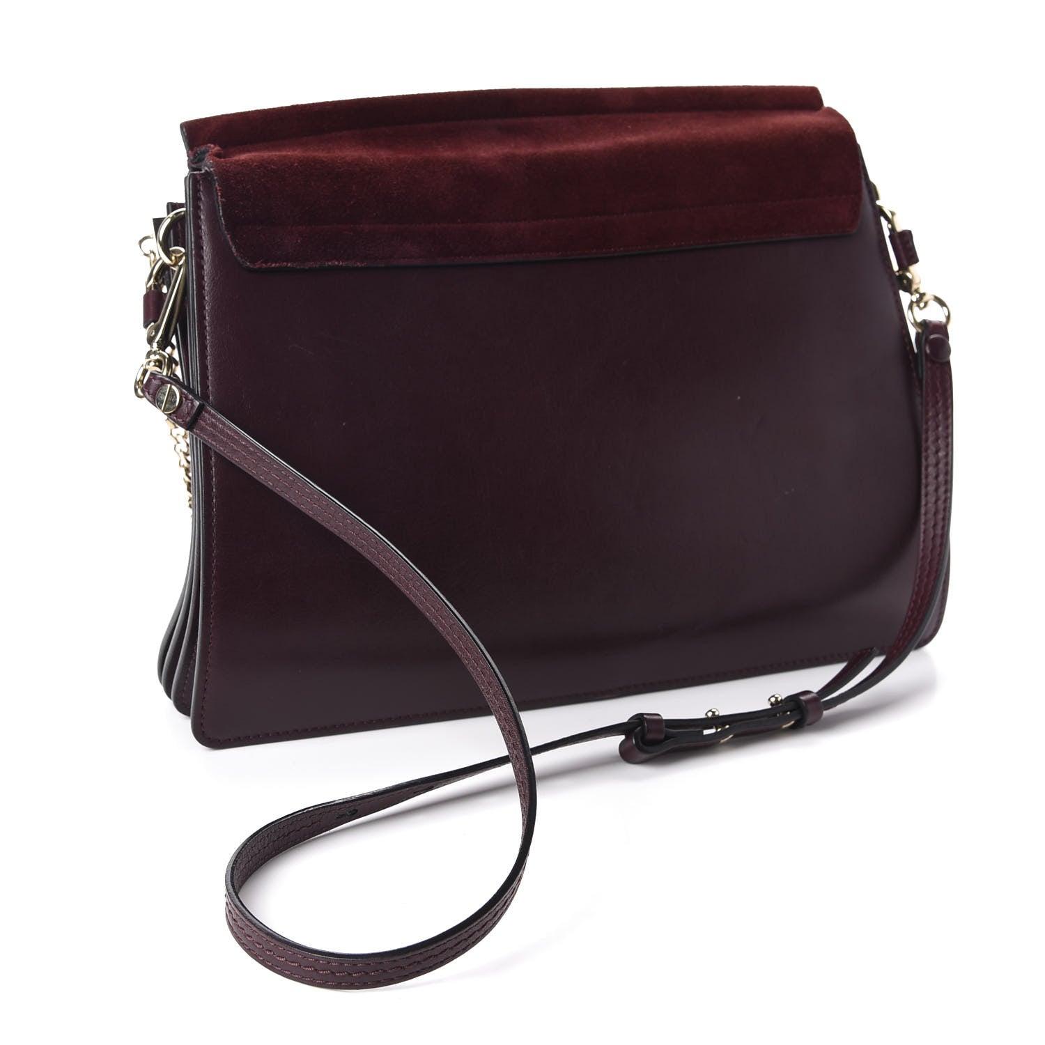 Chloe Calfskin Suede Medium Faye Shoulder Bag Plum Purple 3 of 9