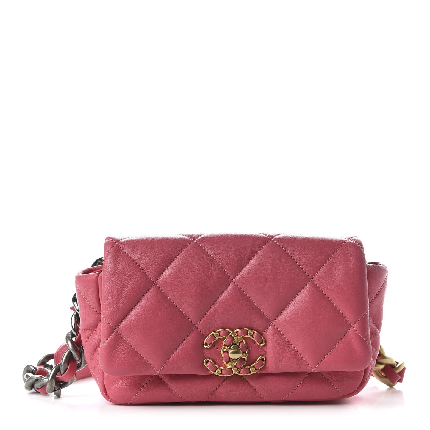 Lambskin Quilted 19 Waist Bag Pink