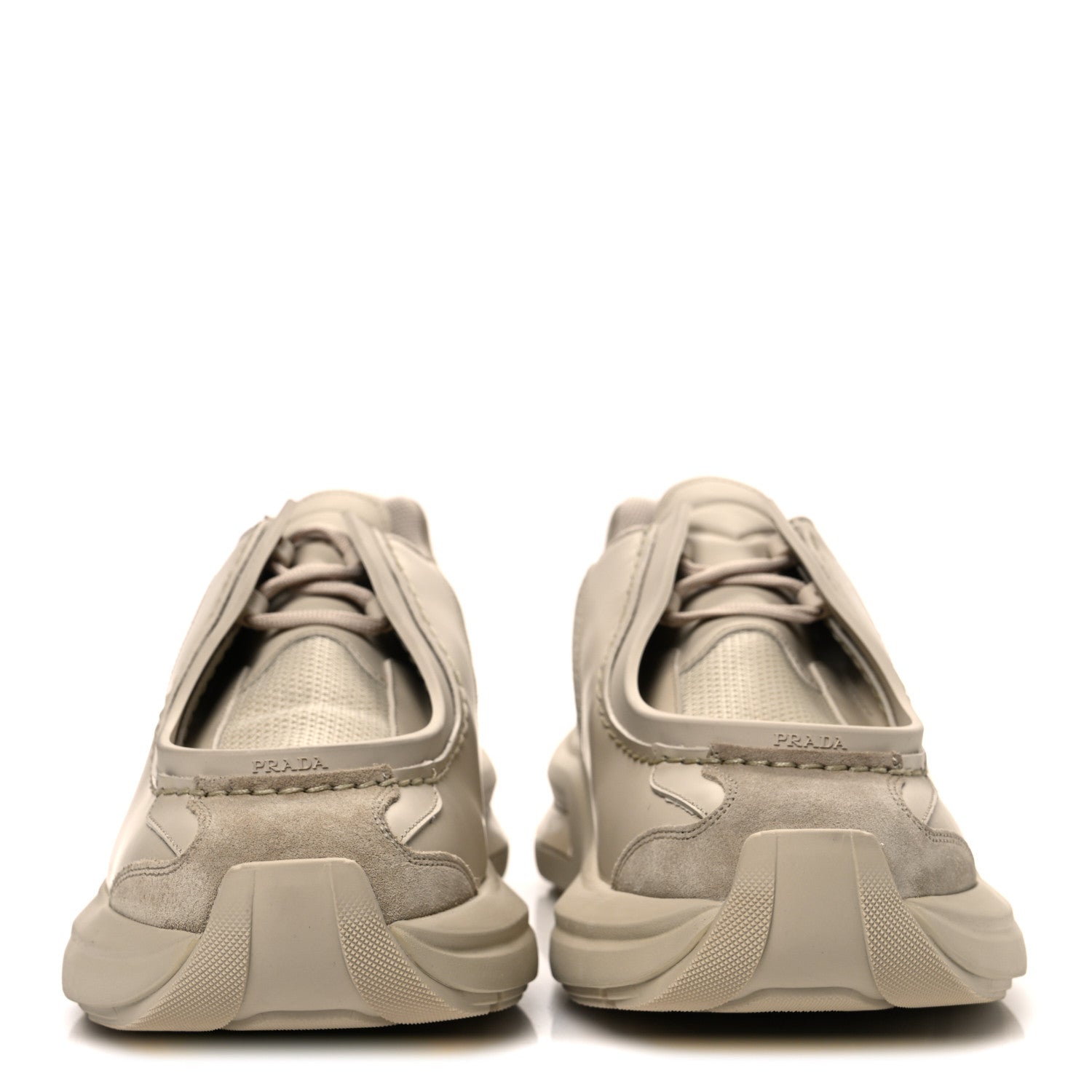 Prada Brushed Calfskin Mens Systeme Sneakers 10.5 Beige 1754804