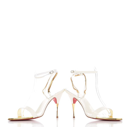Christian Louboutin Patent Diskoteka Sandals 37 White Gold 5 of 10