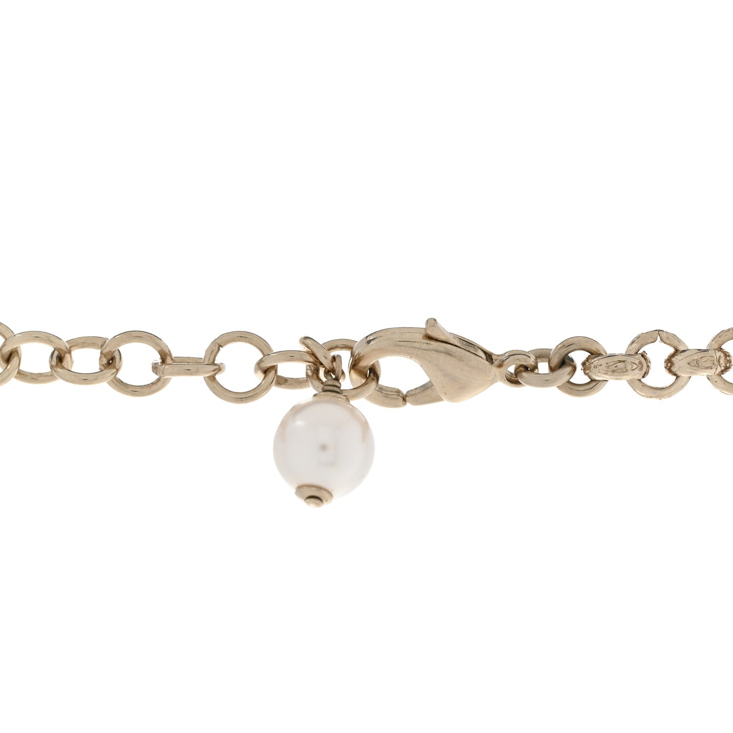 Chanel Pearl Crystal Resin CC Reversible Necklace Pink Gold White 6 of 7