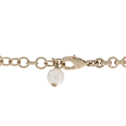 Chanel Pearl Crystal Resin CC Reversible Necklace Pink Gold White 6 of 7