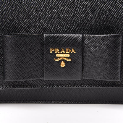 Prada Saffiano Bow Flap Wallet Black 9 of 9