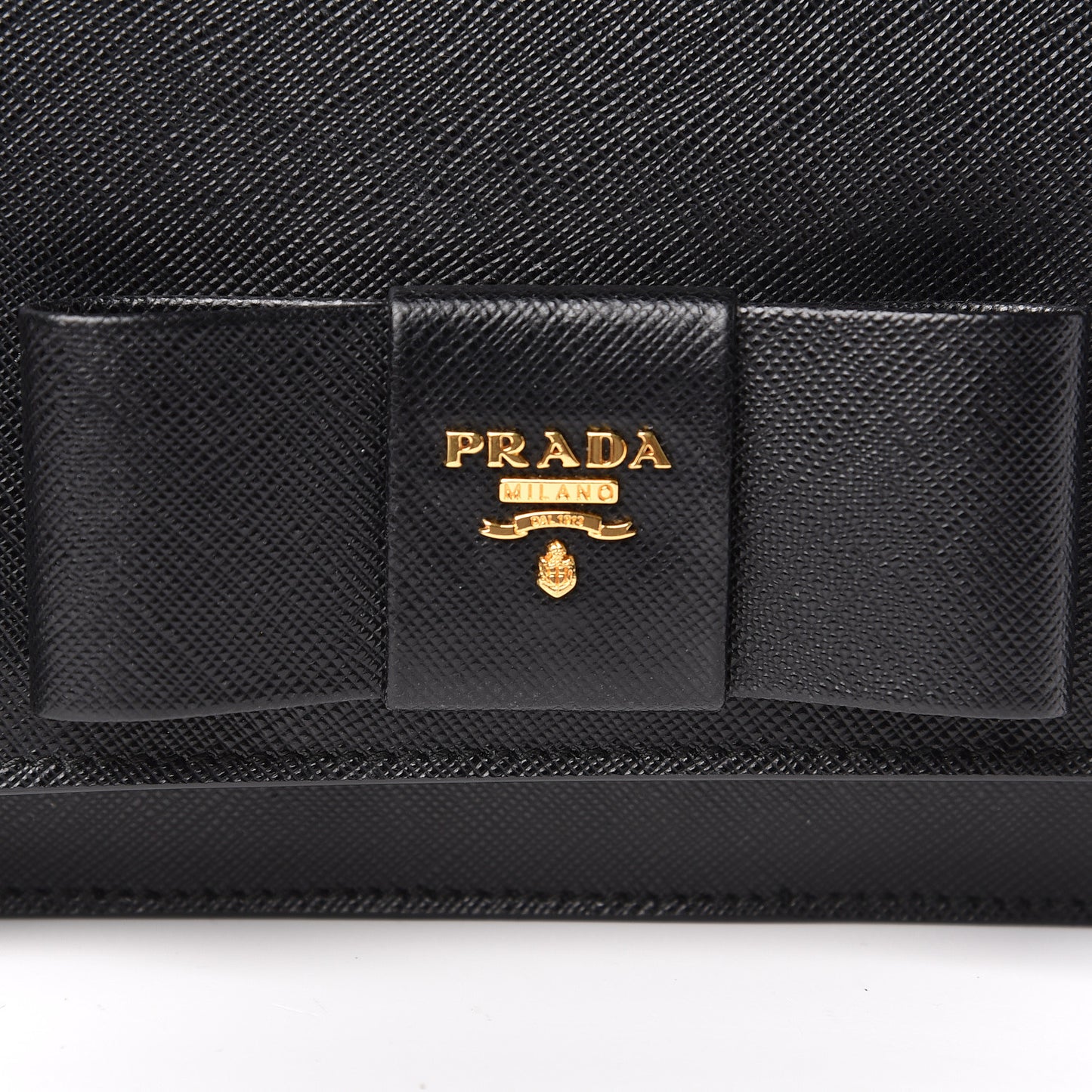 Saffiano Bow Flap Wallet Black