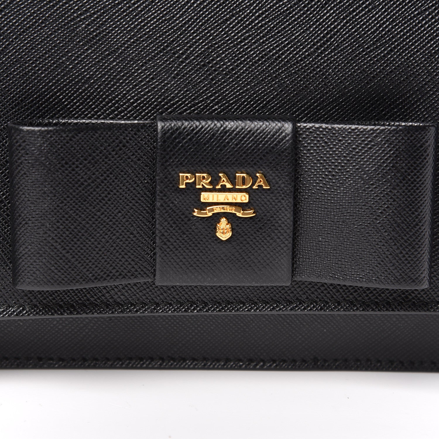 Prada Saffiano Bow Flap Wallet Black 9 of 9