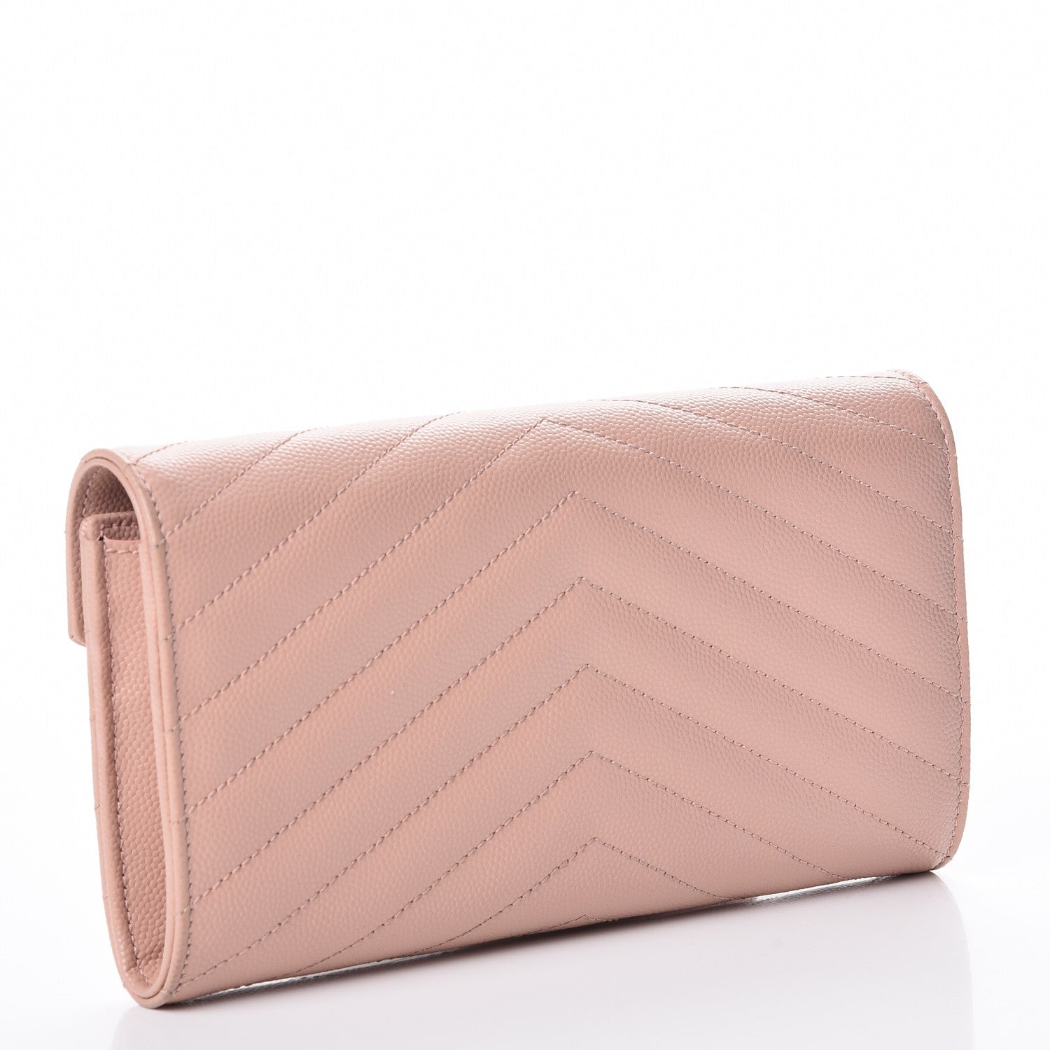 Saint Laurent Grain De Poudre Matelasse Chevron Monogram Wallet Pale Pink 3 of 9