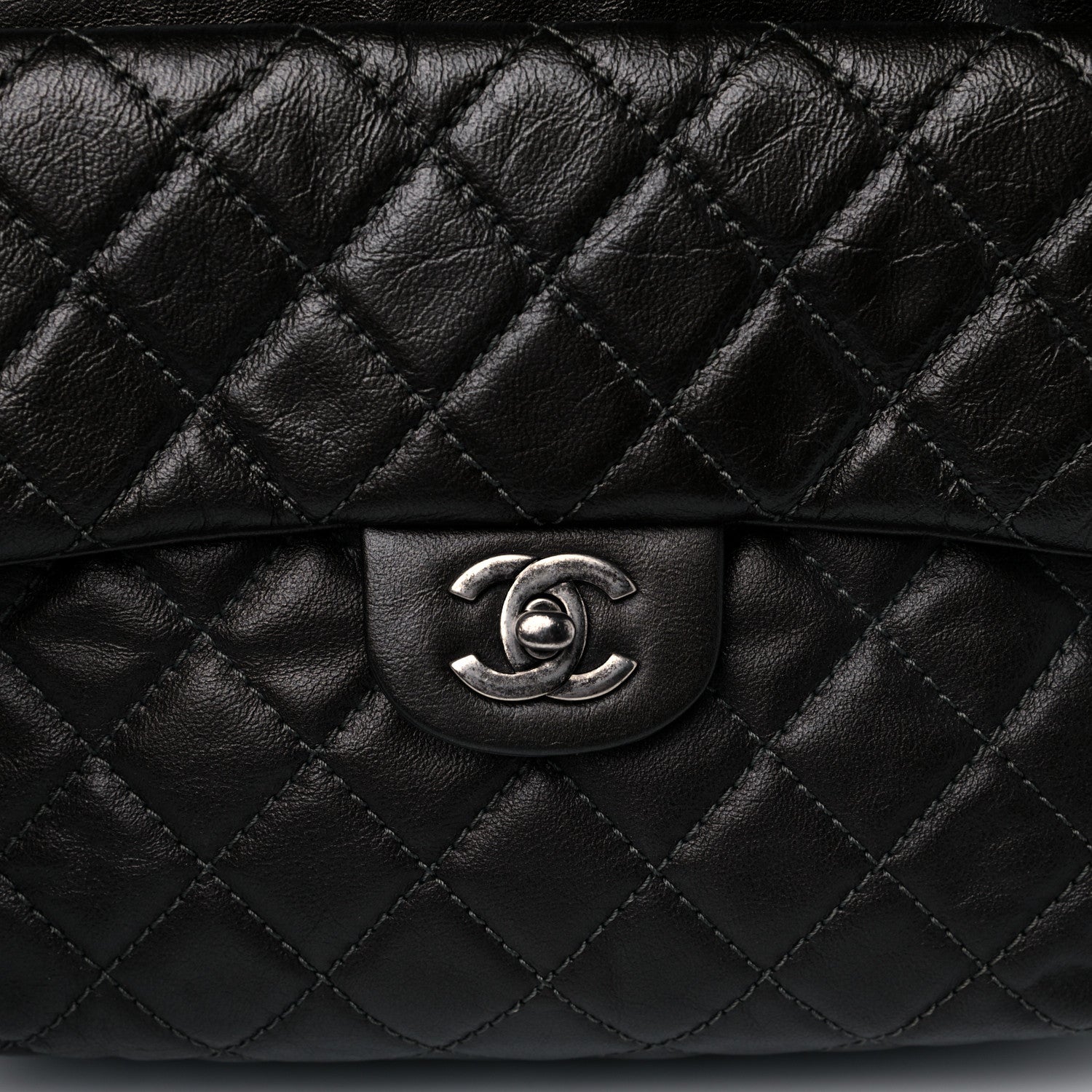 Chanel Metallic Lambskin Quilted Drawstring Backpack Dark Grey 8 of 13