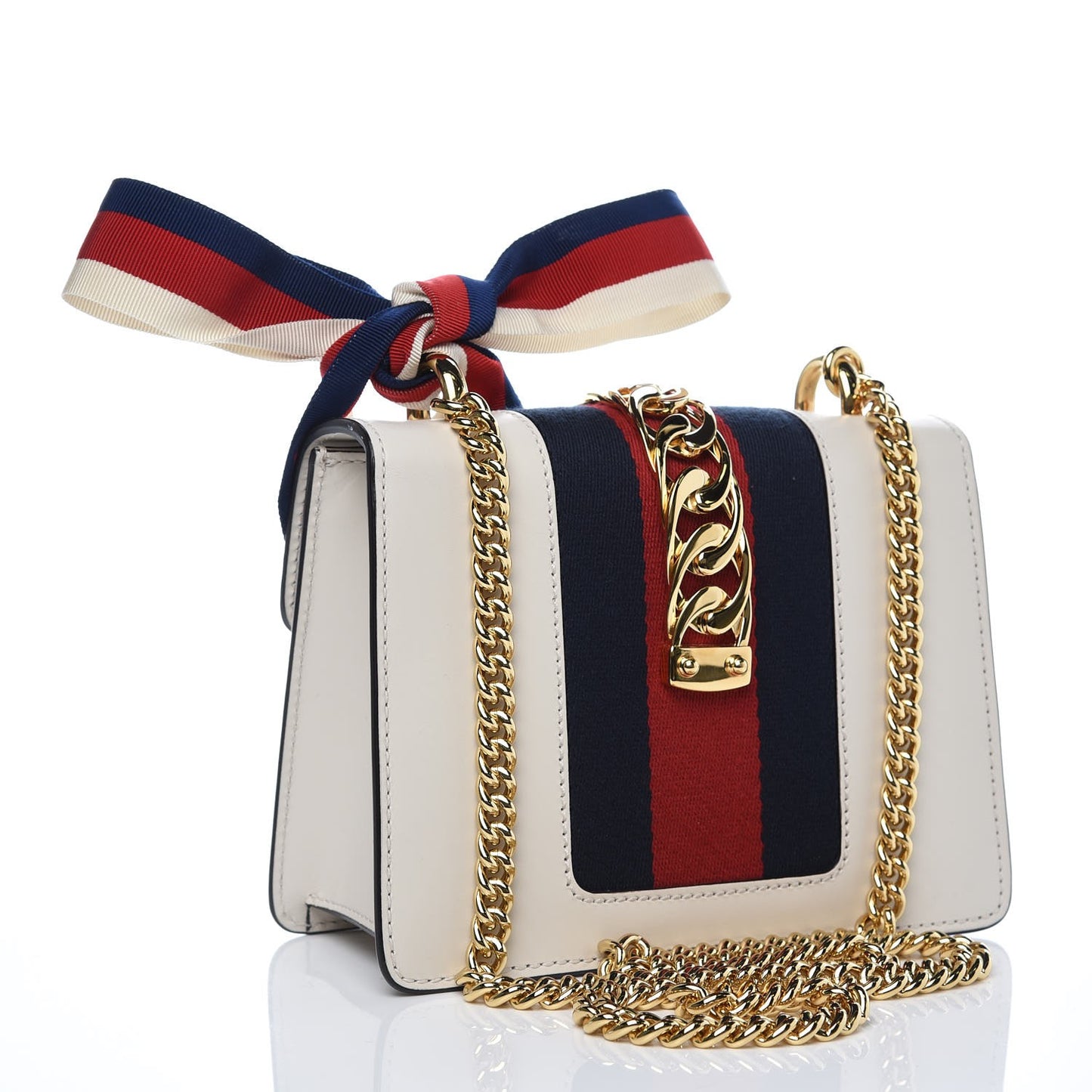 Calfskin Mini Sylvie Chain Shoulder Bag White