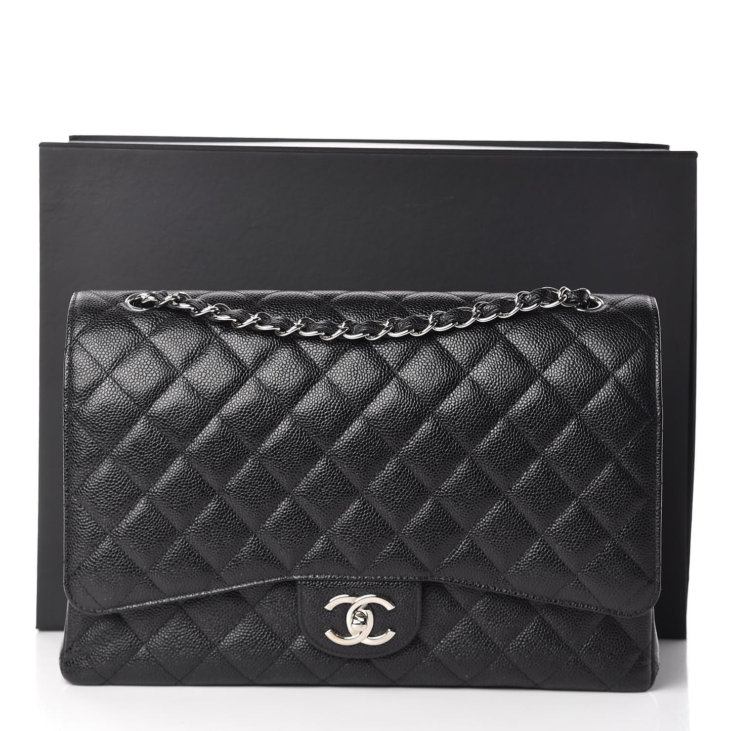 Caviar Quilted Maxi Double Flap Black