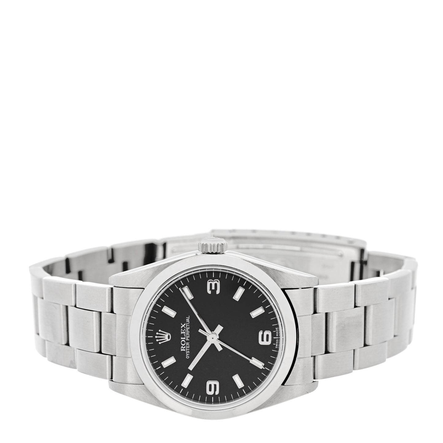 Stainless Steel 31mm Oyster Perpetual Watch Black 77080