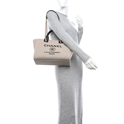 Chanel Mixed Fibers Small Deauville Tote Beige Black 2 of 11