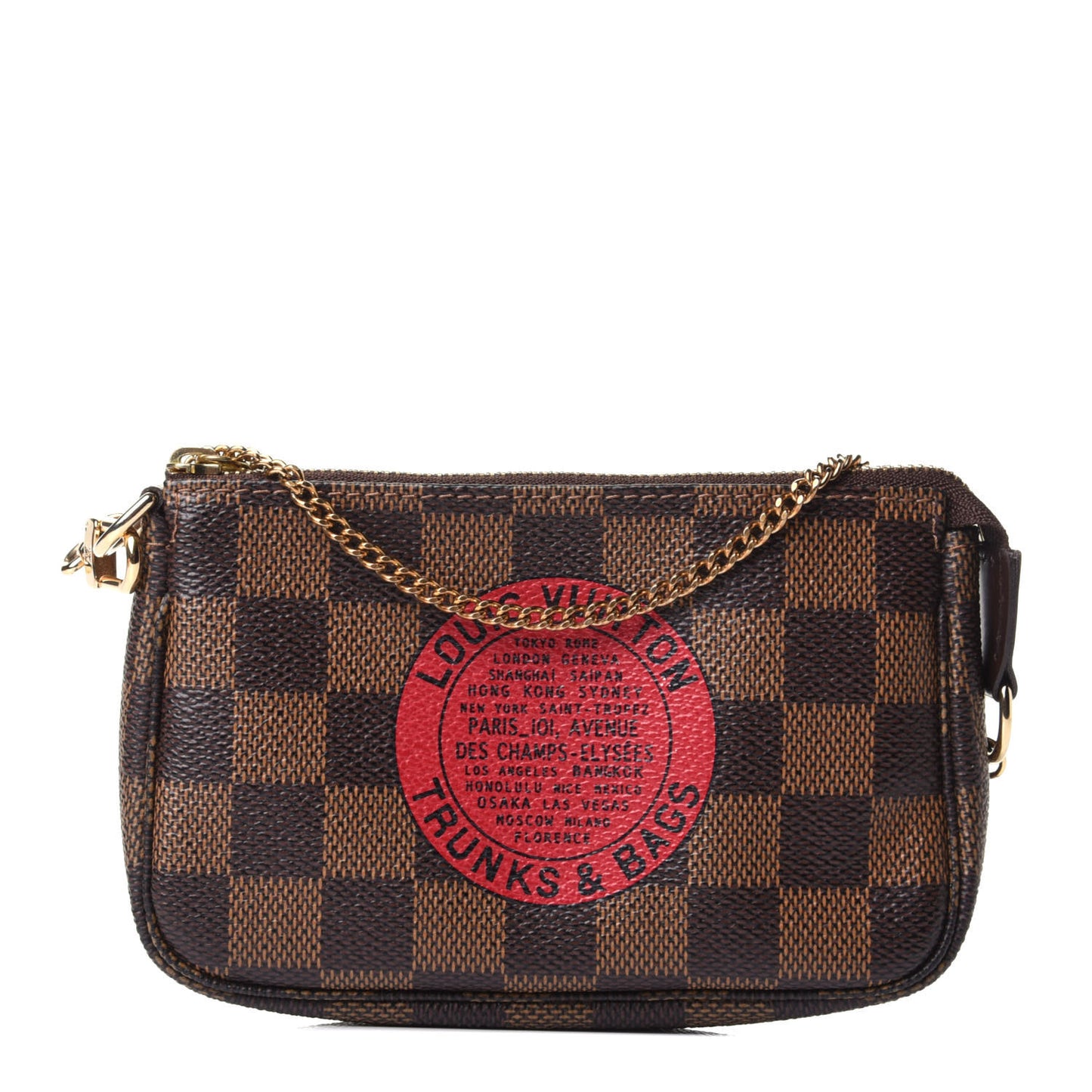 Damier Ebene Complice Trunks and Bags Mini Pochette Accessories Red