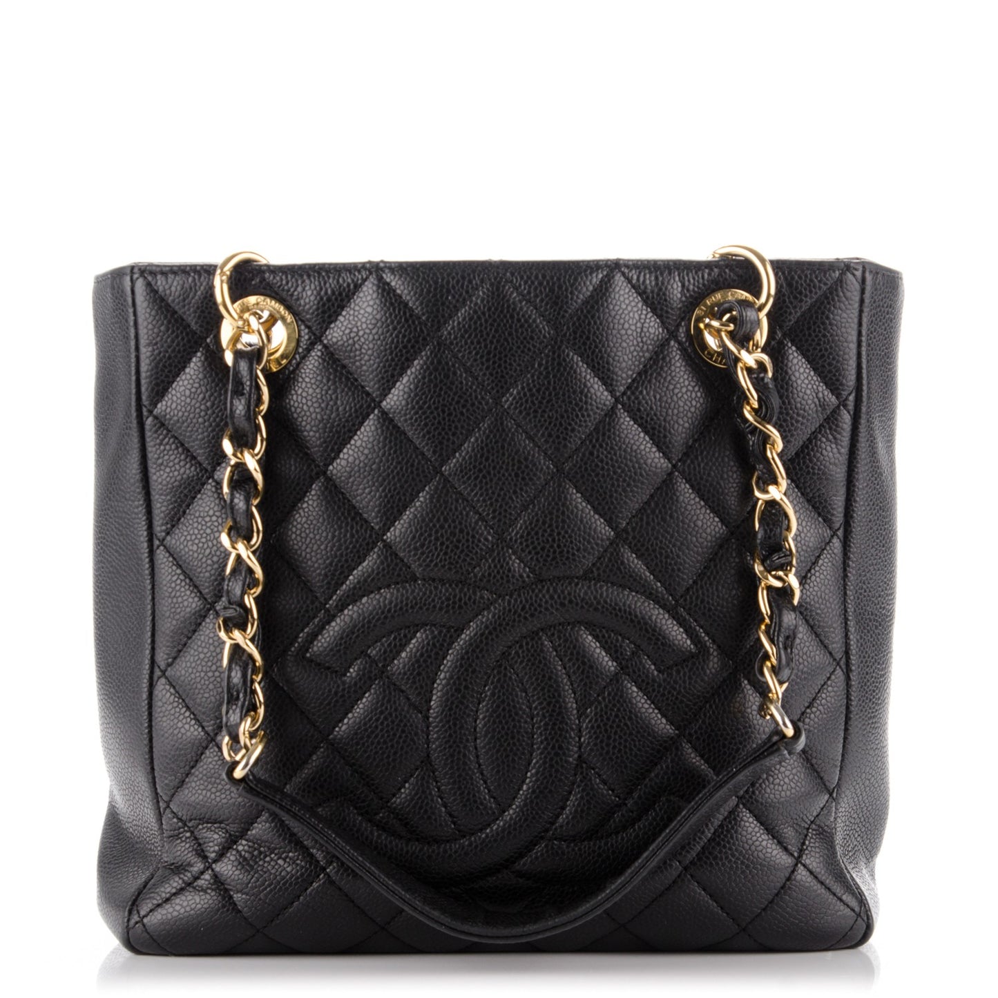 Caviar Quilted Petit Shopping Tote PST Black