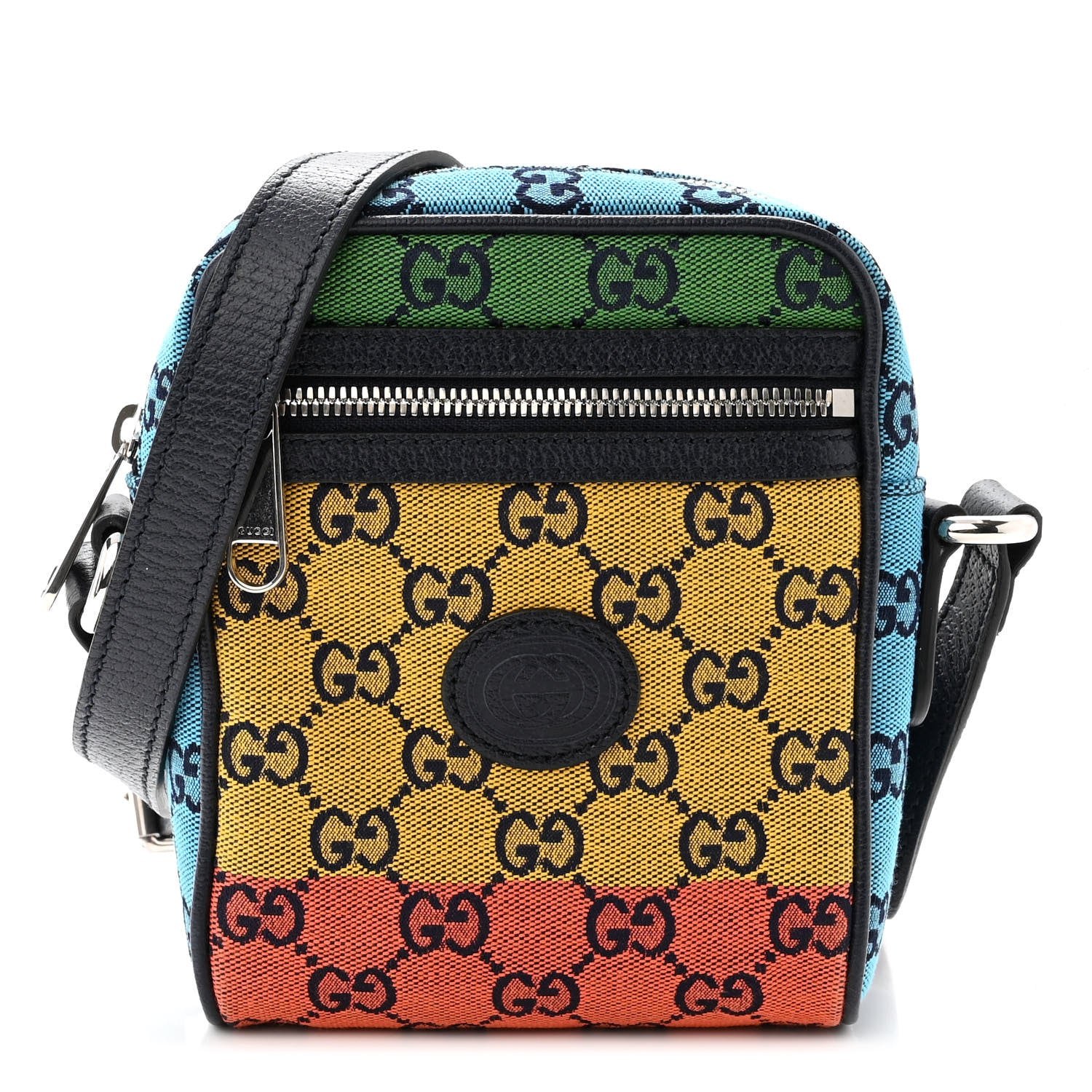 Gucci Monogram Multicolor Mini Retro Interlocking G Messenger Blue Rainbow Light Blue 1 of 9
